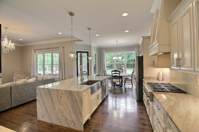 75 Windgrove Cv, Piperton, TN 38017 - kitchen featuring a sink, a chandelier, stainless steel appliances, plenty of natural light, and recessed lighting