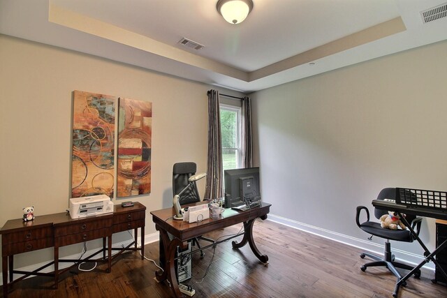 75 Windgrove Cv, Piperton, TN 38017 - office area with a raised ceiling, wood finished floors, and baseboards