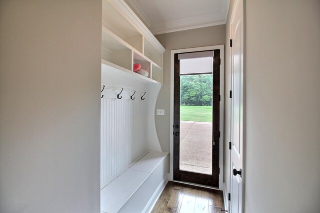 75 Windgrove Cv, Piperton, TN 38017 - mudroom with ornamental molding and wood finished floors