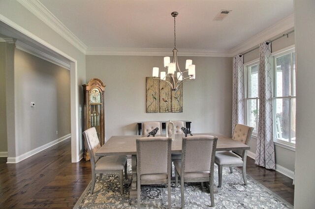 75 Windgrove Cv, Piperton, TN 38017 - dining space featuring a chandelier, dark wood-style floors, ornamental molding, and baseboards
