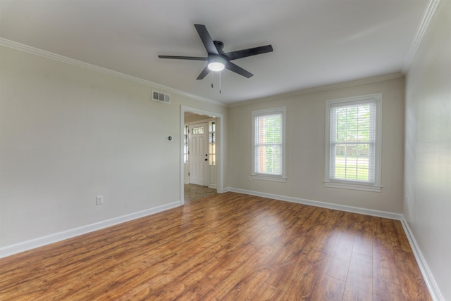 7238 Mcvay Rd, Germantown, TN 38138 - unfurnished room featuring wood finished floors, a ceiling fan, baseboards, and crown molding