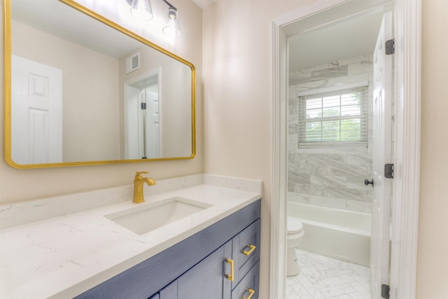7238 Mcvay Rd, Germantown, TN 38138 - bathroom featuring marble look tile flooring, toilet, and vanity