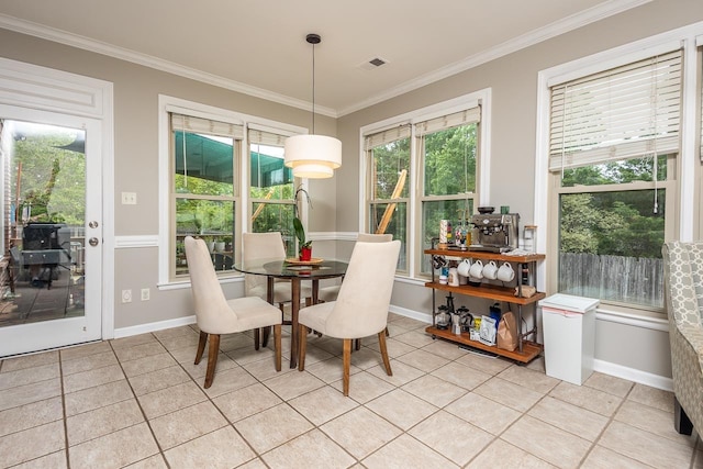 1796 Campden Dr, Collierville, TN 38017 - dining area featuring light tile patterned floors, ornamental molding, and baseboards