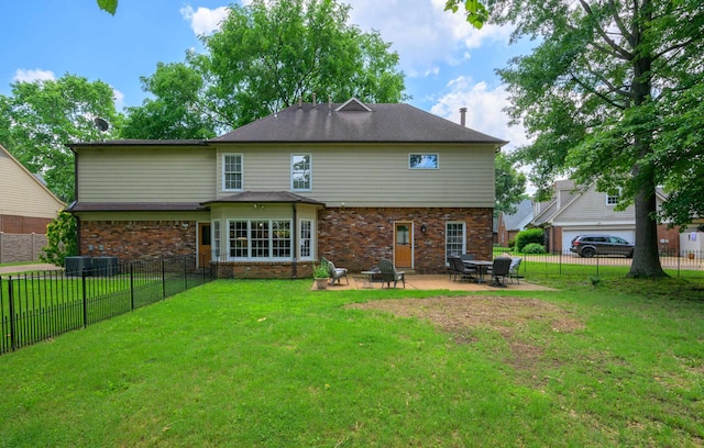 858 Gunnison Dr, Collierville, TN 38017 - rear view of house featuring brick siding, a patio area, and central AC unit
