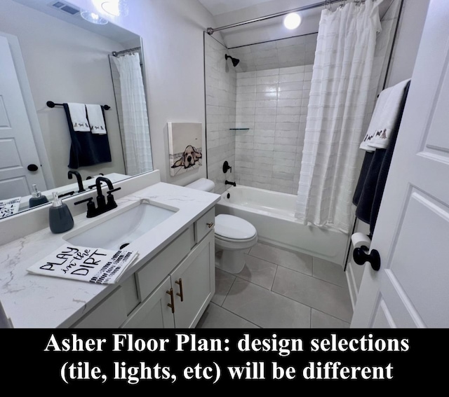 4844 Lyla Ln, Collierville, TN 38017 - full bath with shower / bath combo, toilet, vanity, and tile patterned floors