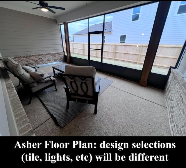 4844 Lyla Ln, Collierville, TN 38017 - sunroom with a ceiling fan and outdoor lounge area