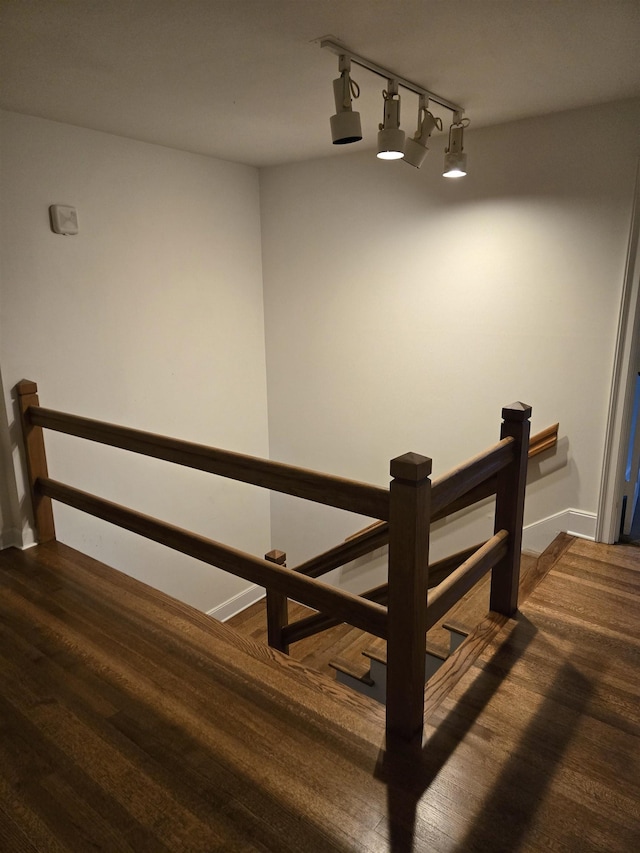 137 Perkins Ext, Memphis, TN 38117 - stairs with baseboards, track lighting, and wood finished floors