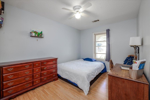 4357 Water Briar Rd, Millington, TN 38053 - bedroom featuring light wood-style flooring, a textured ceiling, and ceiling fan