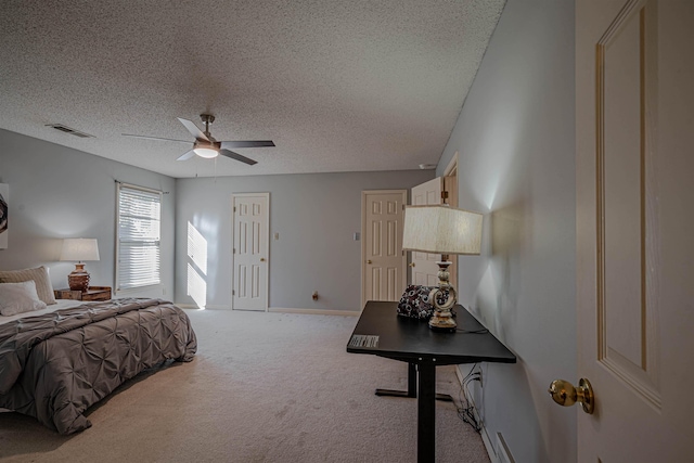 8451 Donegal Cv, Germantown, TN 38139 - bedroom featuring carpet floors, a textured ceiling, baseboards, and ceiling fan
