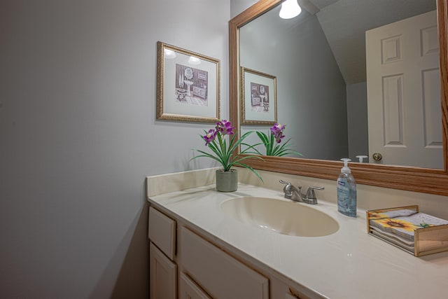 8451 Donegal Cv, Germantown, TN 38139 - bathroom with vanity and lofted ceiling