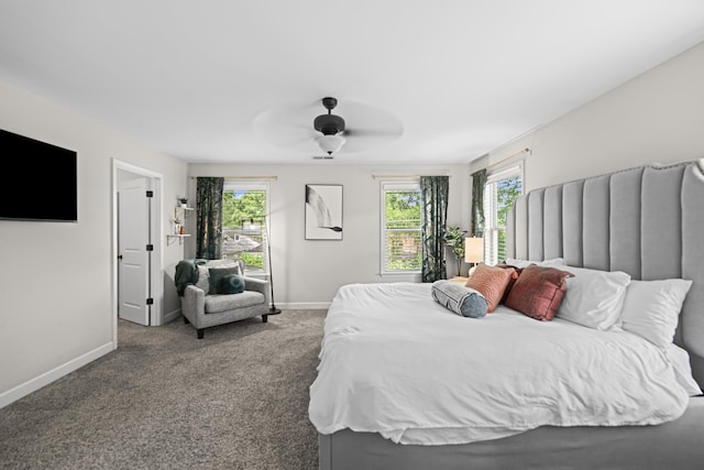 1002 New York St, Memphis, TN 38104 - bedroom featuring multiple windows, baseboards, ceiling fan, and carpet flooring