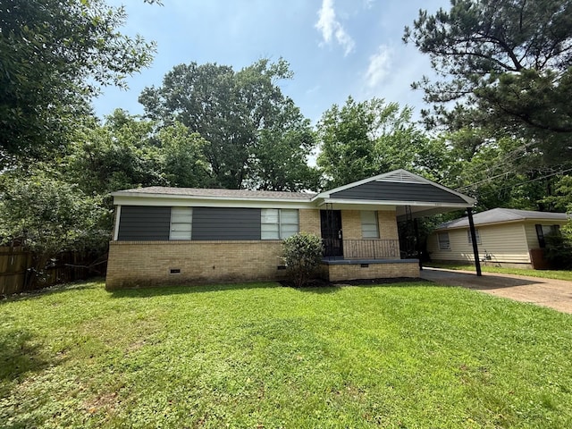 3223 Boone St, Memphis, TN 38127 - view of front facade with crawl space, brick siding, and concrete driveway
