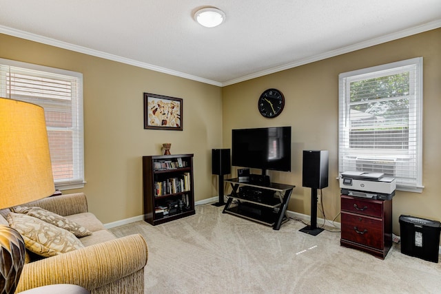 3120 Caledonia Rd, Memphis, TN 38119 - living area with crown molding, light colored carpet, and baseboards