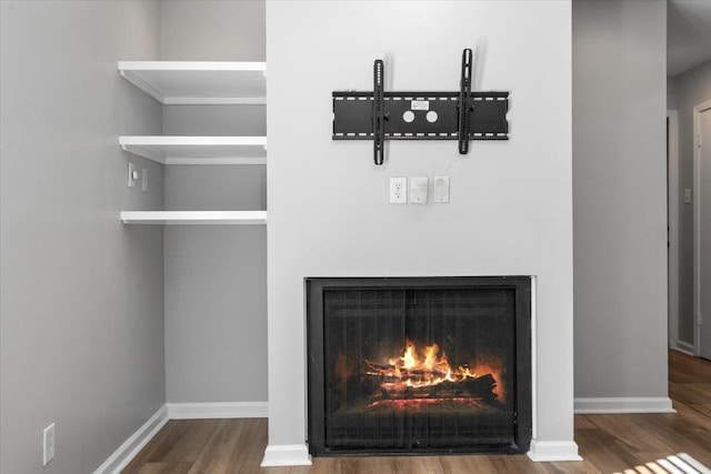 1829 Eagle Branch Cv Unit 41, Germantown, TN 38138 - detailed view of wood finished floors, a lit fireplace, and baseboards