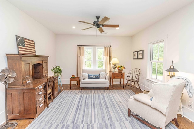 504 Rushing Rd, Michie, TN 38357 - living area with healthy amount of natural light, light wood finished floors, a ceiling fan, and recessed lighting