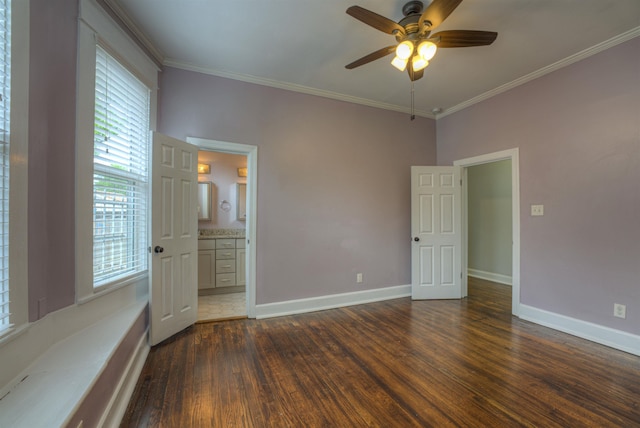 1224 Faxon Ave, Memphis, TN 38104 - unfurnished room with dark wood-style flooring, a ceiling fan, ornamental molding, and baseboards