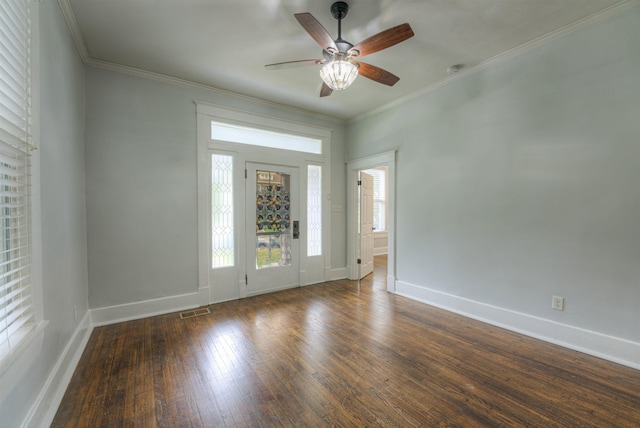 1224 Faxon Ave, Memphis, TN 38104 - empty room featuring hardwood / wood-style floors, baseboards, ceiling fan, and crown molding