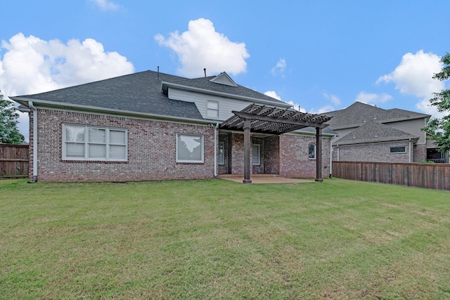 546 Township Cv, Collierville, TN 38017 - rear view of property featuring a pergola, a patio, a shingled roof, and brick siding