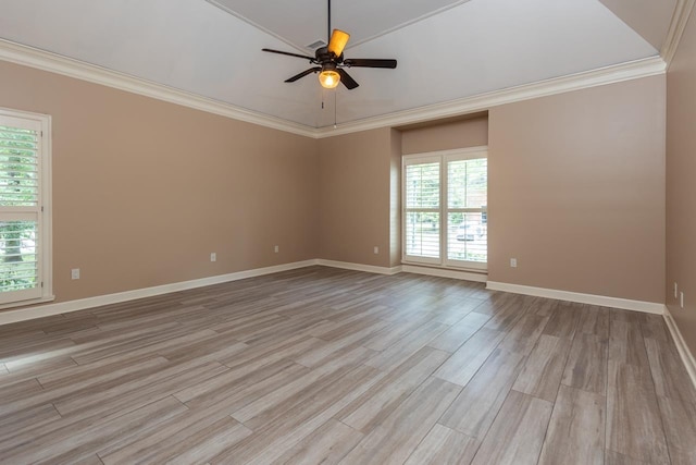 1625 Autumn Tree Cv, Memphis, TN 38016 - unfurnished room with a ceiling fan, ornamental molding, light wood finished floors, and baseboards