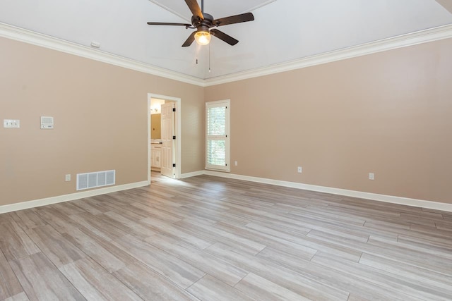 1625 Autumn Tree Cv, Memphis, TN 38016 - unfurnished room featuring ceiling fan, crown molding, baseboards, and light wood finished floors