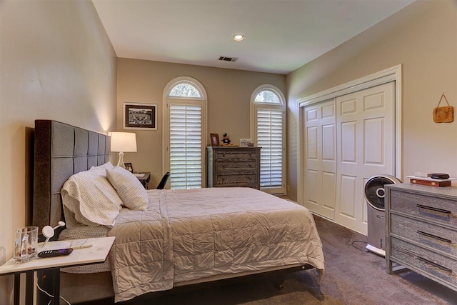6703 N Kirby Oaks Cv, Memphis, TN 38119 - bedroom with dark carpet, a closet, and recessed lighting