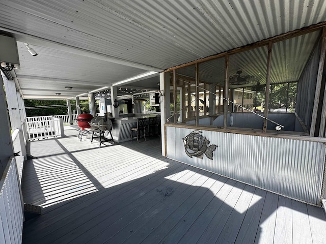 552 Catfish Ln, Crump, TN 38327 - wooden terrace featuring a sunroom
