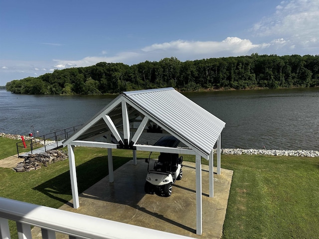 552 Catfish Ln, Crump, TN 38327 - dock with a lawn, a water view, and a wooded view