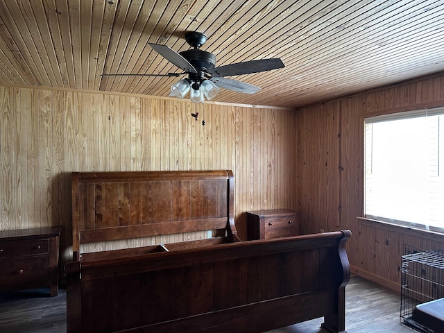 552 Catfish Ln, Crump, TN 38327 - bedroom featuring wood ceiling, wooden walls, and wood finished floors