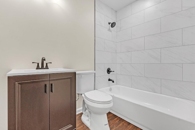 510 Leath St, Memphis, TN 38105 - full bath featuring toilet, vanity, wood finished floors, and  shower combination