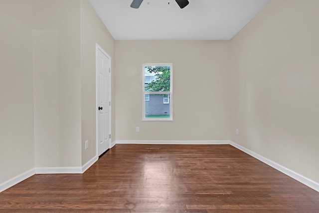 510 Leath St, Memphis, TN 38105 - empty room featuring ceiling fan, wood finished floors, and baseboards