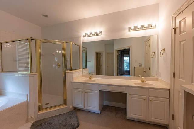 10223 Poston Oaks Cir, Collierville, TN 38017 - full bathroom featuring a stall shower, double vanity, and a garden tub