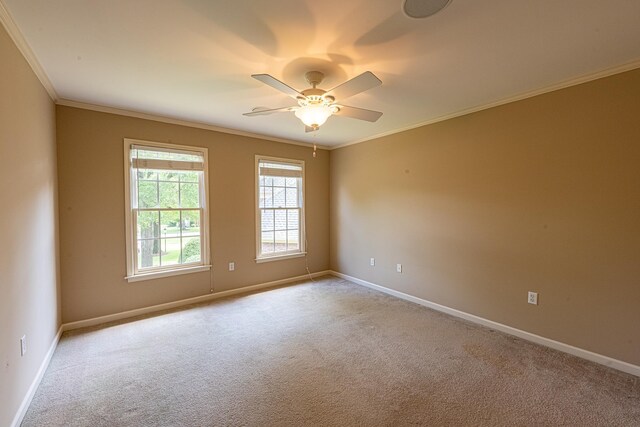 10223 Poston Oaks Cir, Collierville, TN 38017 - carpeted empty room featuring ornamental molding, baseboards, and ceiling fan