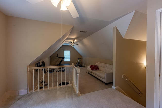 10223 Poston Oaks Cir, Collierville, TN 38017 - bonus room featuring ceiling fan, carpet floors, lofted ceiling, and baseboards