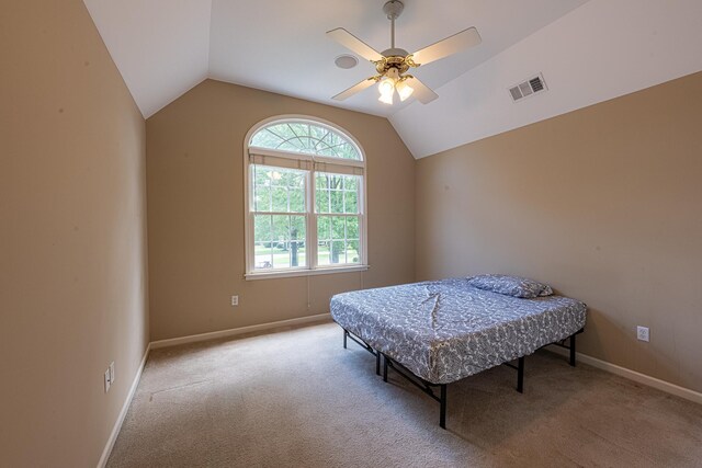 10223 Poston Oaks Cir, Collierville, TN 38017 - bedroom with carpet flooring, lofted ceiling, ceiling fan, and baseboards