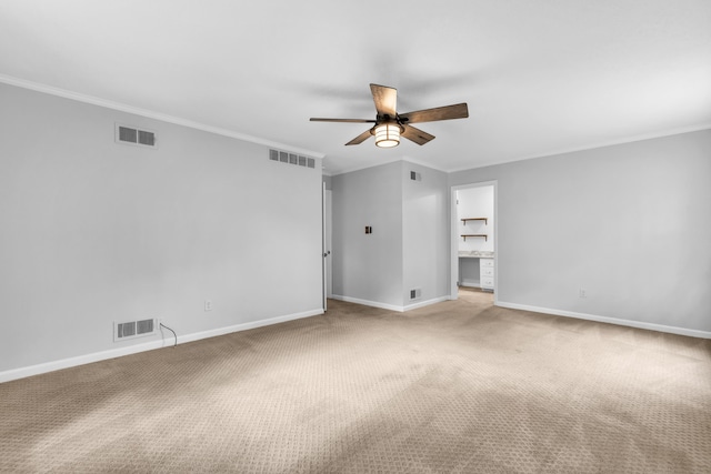 2349 Riverdale Rd, Germantown, TN 38138 - carpeted spare room with ceiling fan, baseboards, and ornamental molding