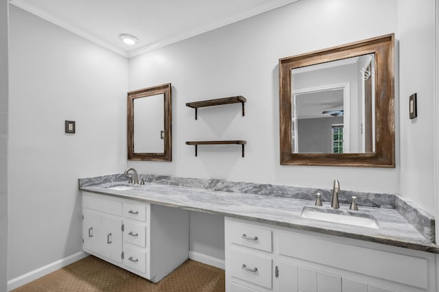 2349 Riverdale Rd, Germantown, TN 38138 - bathroom with double vanity, baseboards, and crown molding