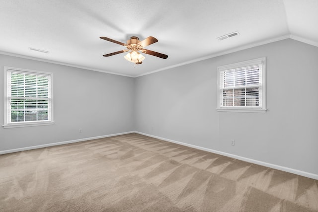 2349 Riverdale Rd, Germantown, TN 38138 - carpeted spare room featuring ceiling fan, baseboards, and vaulted ceiling