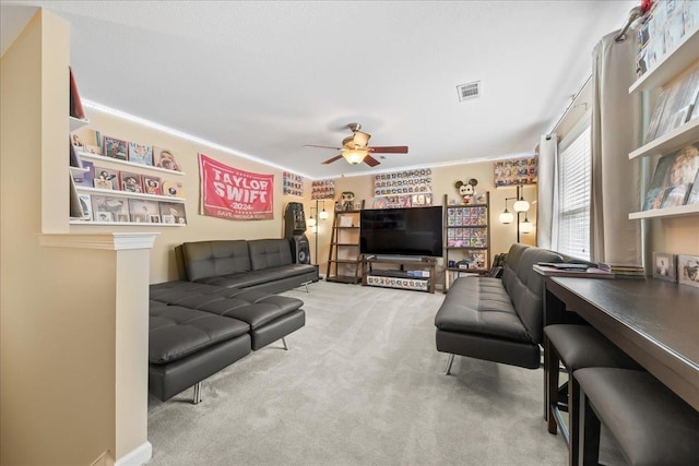 1166 Sanbyrn Dr, Cordova, TN 38018 - carpeted living area featuring ceiling fan
