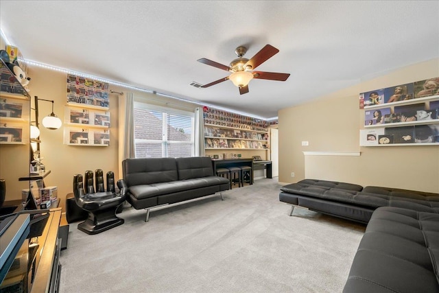 1166 Sanbyrn Dr, Cordova, TN 38018 - living area featuring a ceiling fan and carpet flooring