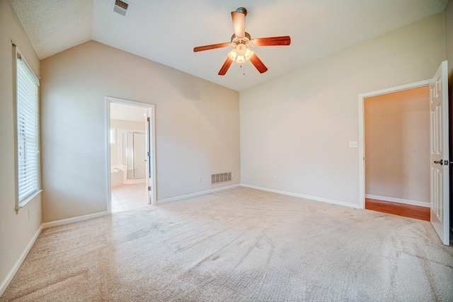 130 Pinehurst Dr, Oakland, TN 38060 - carpeted empty room with lofted ceiling, a ceiling fan, and baseboards