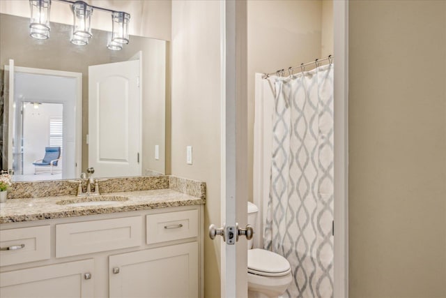 1668 Jennings Mill Ln, Collierville, TN 38017 - bathroom with vanity, toilet, and a shower with curtain