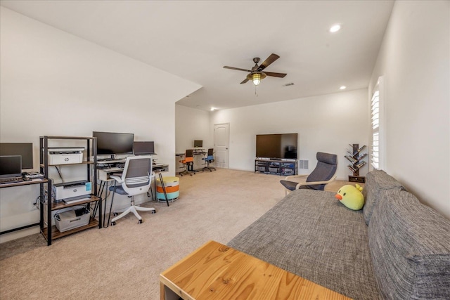 1668 Jennings Mill Ln, Collierville, TN 38017 - office with carpet, a ceiling fan, and recessed lighting