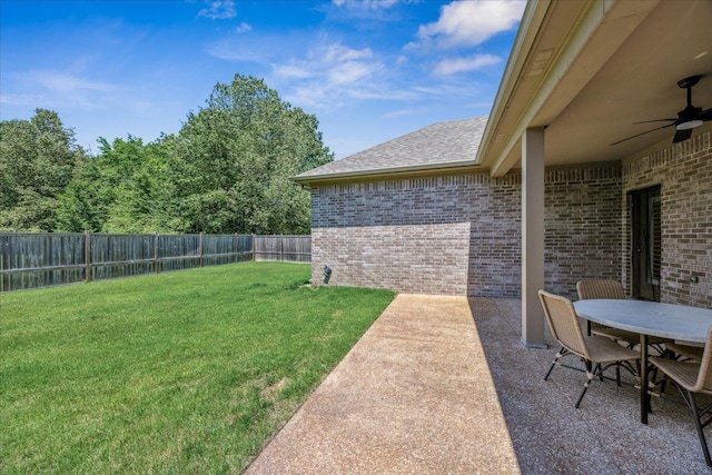1668 Jennings Mill Ln, Collierville, TN 38017 - view of yard with ceiling fan, a patio area, and outdoor dining area
