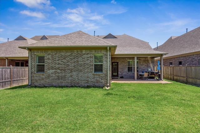 1668 Jennings Mill Ln, Collierville, TN 38017 - rear view of property with brick siding, a patio area, and a shingled roof