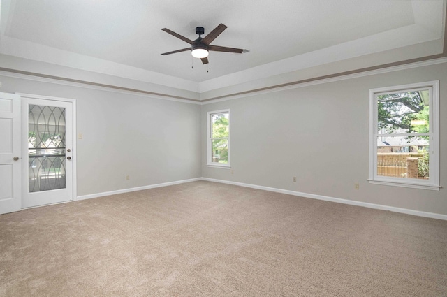 8432 Wood Shadows Ln, Memphis, TN 38018 - carpeted empty room featuring a raised ceiling, plenty of natural light, and baseboards