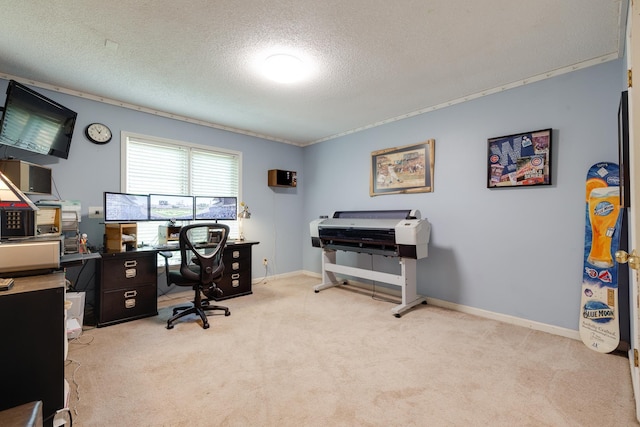 167 Ericson Rd, Memphis, TN 38018 - carpeted home office featuring a textured ceiling and baseboards