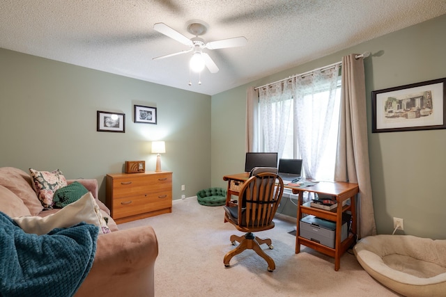 167 Ericson Rd, Memphis, TN 38018 - office area featuring a ceiling fan, carpet, and a textured ceiling
