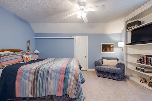 167 Ericson Rd, Memphis, TN 38018 - carpeted bedroom with a textured ceiling, vaulted ceiling, and a ceiling fan