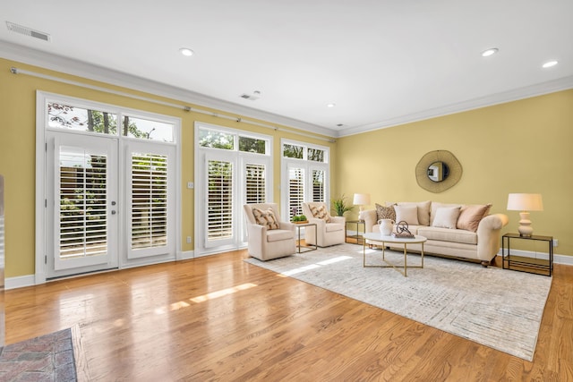 99 Red Acres Pl, Memphis, TN 38111 - living area with crown molding, wood finished floors, baseboards, and recessed lighting