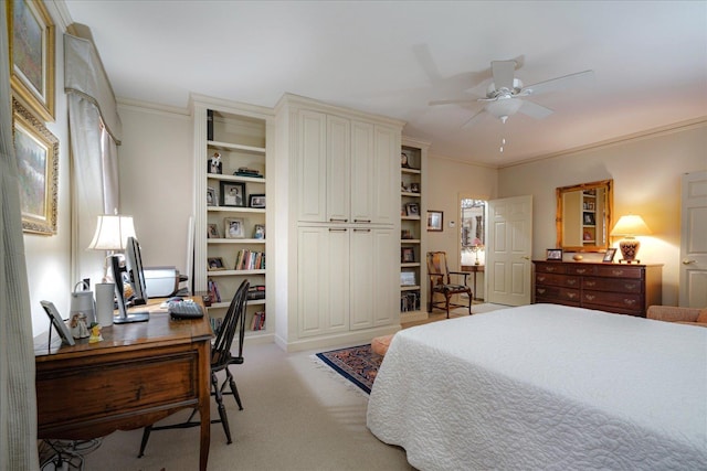 5239 Hedgewyck Ct, Memphis, TN 38117 - bedroom with crown molding, a desk, and light carpet